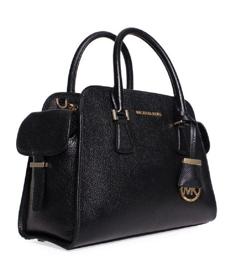 michael kors harper medium leather satchel black